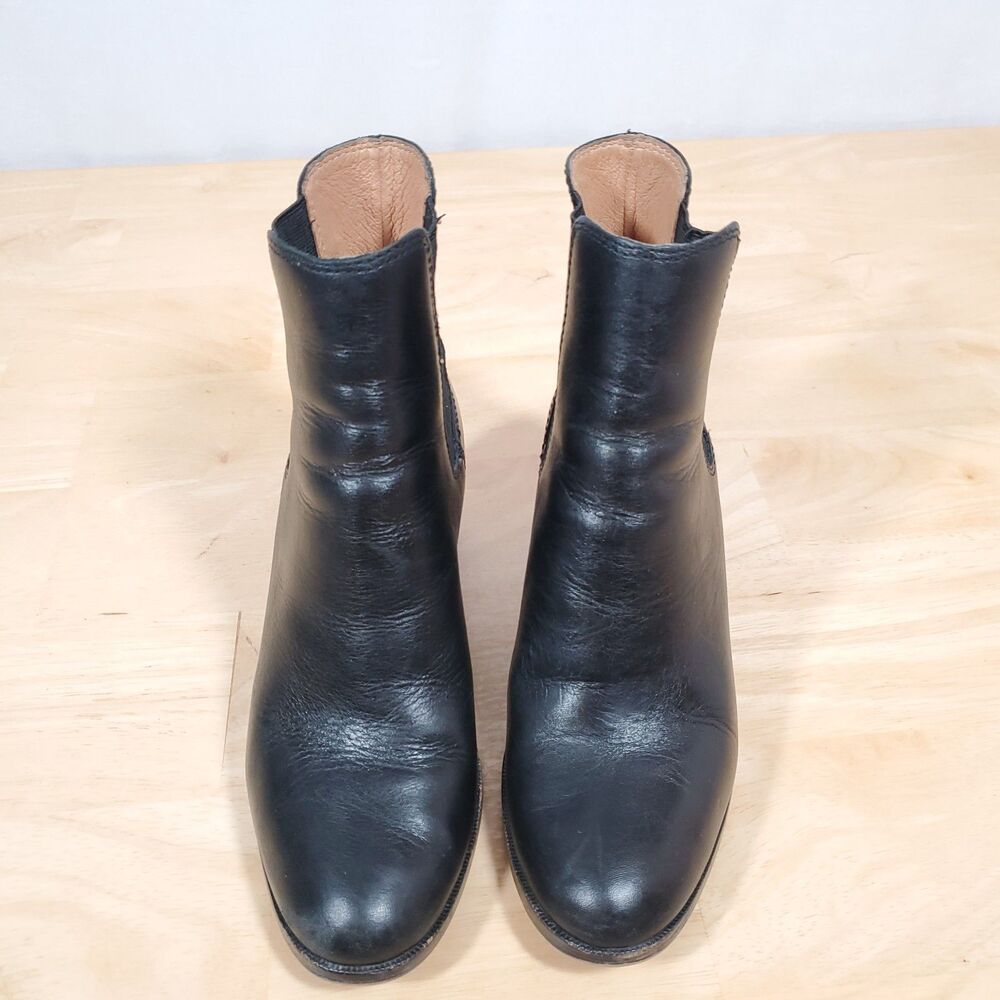 Madewell Laura Ankle Boot Women's Sz 6.5 Black Leather Chelsea PullOn Block Heel - Picture 3 of 11